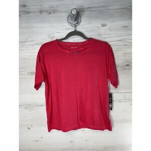 Rachel Zoe Shirt Womens Small Red Cutout Crewneck 100% Cotton Short Sleeve Tee